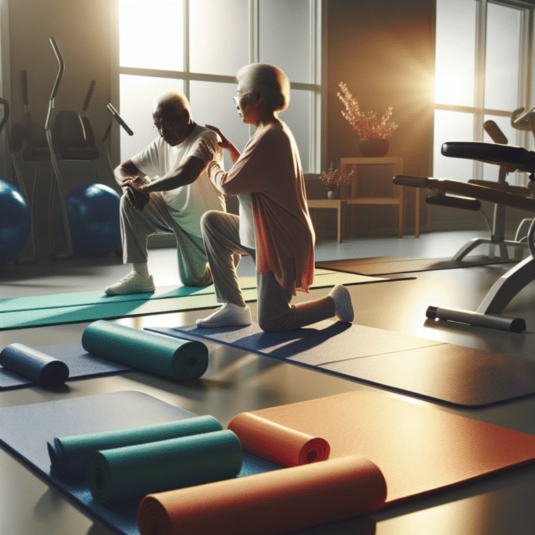 Tapetes antiderrapantes para exercícios de idosos